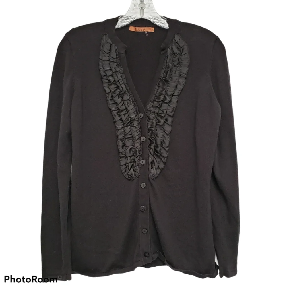 Black Front Ruffle Belldini Cardigan - Picture 1 of 5